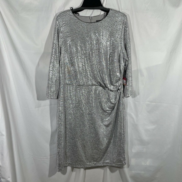 NWT Vince Camuto [ Plus‎ Size 16W ] Zebra Print Bodycon Dress in Silver - Picture 7 of 12